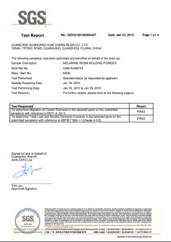2015 yılında SGS Sertifikası